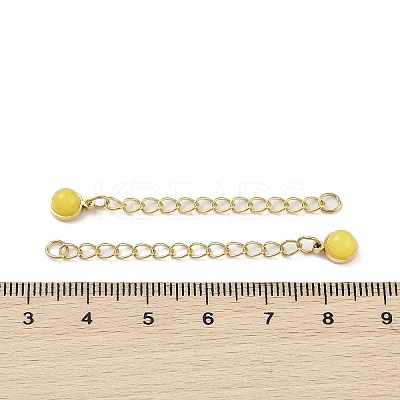 Ion Plating(IP) 316 Surgical Stainless Steel Curb Chain Extender with Natural  Dyed Jade Round Charm STAS-A097-01G-12-1