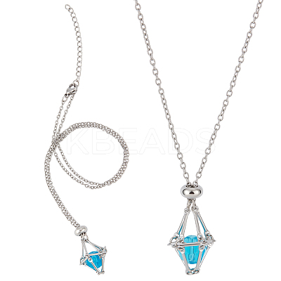 2Pcs 304 Stainless Steel Macrame Pouch Necklace Making for Gemstone Nuggets NJEW-BBC0001-23-1