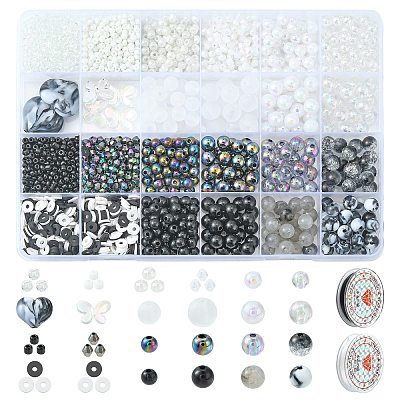 DIY Imitation Gemstone Stretch Bracelet Making Kit DIY-FS0003-32-1