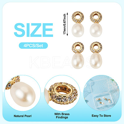 4Pcs Natural Cultured Freshwater Pearl Pendants PALLOY-TAC0178-1