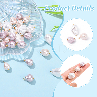 30Pcs 3 Styles Electroplated Glass Pearl Pendants PALLOY-YW00111-1
