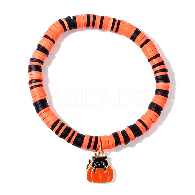Ghostly Polymer Clay Heishi Stretch Bracelets BH7010-8-1