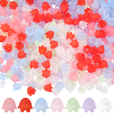 640Pcs 8 Colors Transparent Acrylic Bead Caps FACR-SC0001-03-1