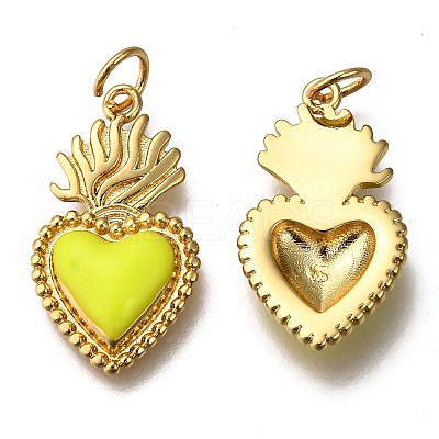 Golden Tone Brass Enamel Pendants KK-K750-01G-A-1
