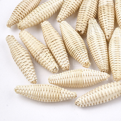 Handmade Reed Cane/Rattan Woven Beads WOVE-T006-080-1