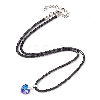 Glass Heart Pendant Necklaces NJEW-JN04476-02-1