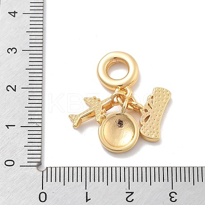 Brass Blue Enamel Earth & Plane European Dangle Charms KK-M305-05G-1