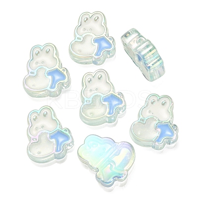 UV Plating Rainbow Iridescent Acrylic Enamel Beads OACR-G012-07B-1
