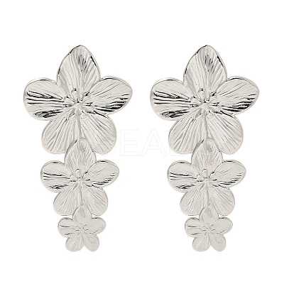 304 Stainless Steel Flower Stud Earrings for Women EJEW-U020-17P-1