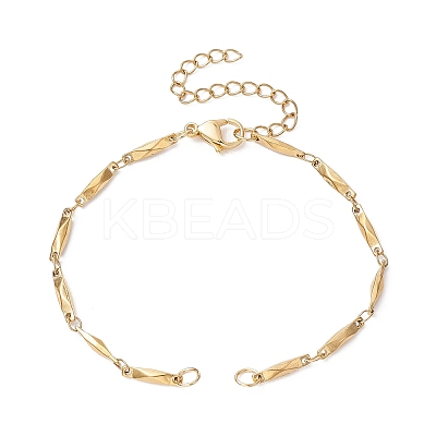 Ion Plating(IP) 304 Stainless Steel Faceted Bar Link Chain Bracelet Makings AJEW-JB01184-01-1