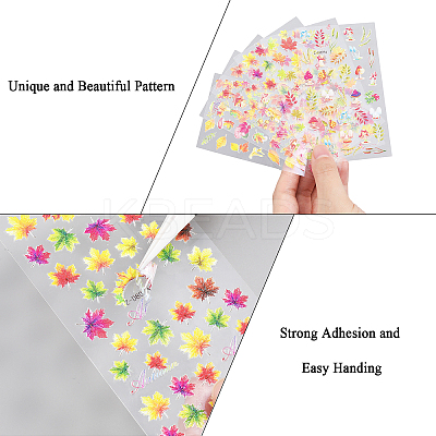 6 Sheets 6 Style Maple Leaf Nail Art Stickers Decals MRMJ-OC0003-57B-1