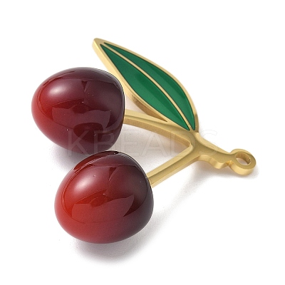 304 Stainless Steel with Acrylic Cherry Pendants LS-STAS-G362-05G-02-1