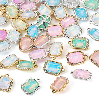 40Pcs 2 Colors UV Plating Alloy with Mixed Color Glass Rhinestone Pendants FIND-PJ0001-37-1