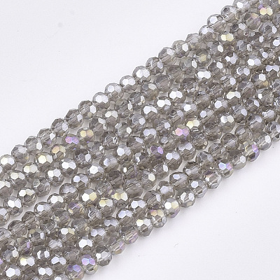 Faceted(32 Facets) Electroplate Glass Beads Strands X-EGLA-R016-4m-27-1