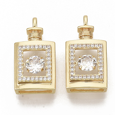 Brass Micro Pave Clear Cubic Zirconia Pendants X-ZIRC-T011-17G-NF-1