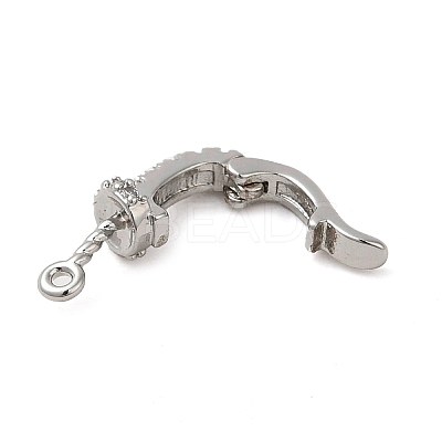 Brass Micro Pave Clear Cubic Zirconia Fold Over Clasps KK-M270-10P-1