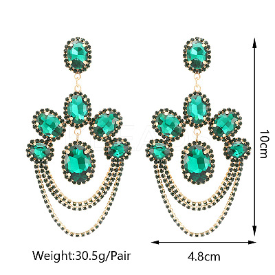Arch with Oval Alloy Rhinestone Dangle Stud Earrings WGCD708-01-1