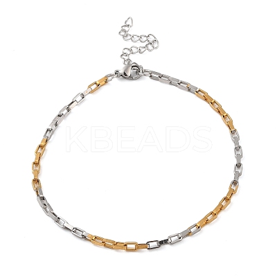 Stainless Steel Rectangle Link Chain Bracelets for Women Men LS-BJEW-M319-01A-GP-1