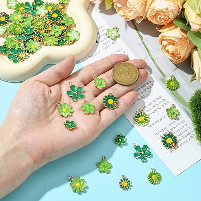 60Pcs 10 Styles Golden Tone Alloy Enamel Pendants FIND-CJ0003-48-1