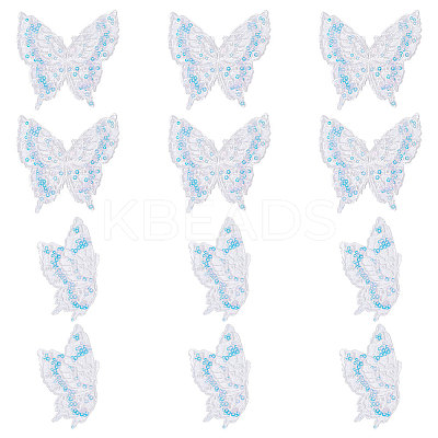 12Pcs 2 Style Butterfly Laser Effect Sequin Appliques PATC-GF0001-10-1