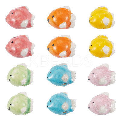 12Pcs 6 Colors Handmade Porcelain Beads for Necklaces Bracelets Making PORC-TA0001-22-1
