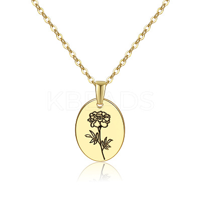 Brass Birth Month Flower Pendant Necklace HUDU-PW0001-034J-1-1
