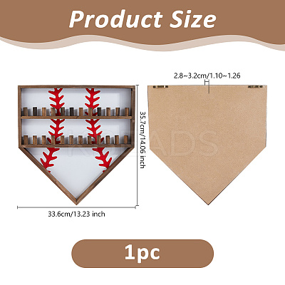 Baseball Theme Wood Wall Mounted Finger Ring Organizer Display Stands AJEW-WH0031-70A-1