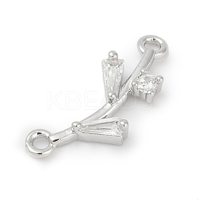 Brass Clear Cubic Zirconia Connector Charms KK-Z094-06P-02-1