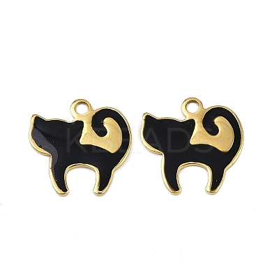 304 Stainless Steel Enamel Charms STAS-L290-37B-G-1