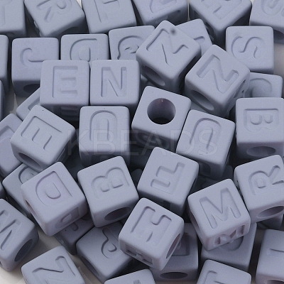 Rubberized Style Transparent Acrylic Beads OACR-K007-014C-1