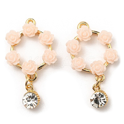 Resin Flower Garland Pendants ALRI-L050-03G-1