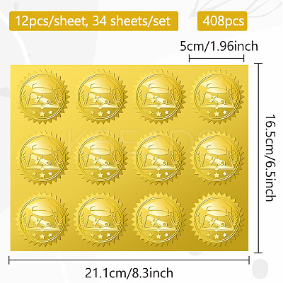 34 Sheets Self Adhesive Gold Foil Embossed Stickers DIY-WH0509-060-1