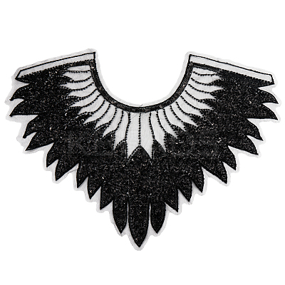 Polyester Glitter Computerized Embroidery Collar Trim DIY-WH20002-206A-1