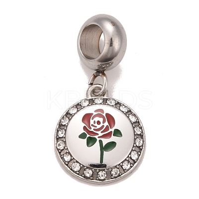304 Stainless Steel Crystal Rhinestone European Dangle Charms STAS-F278-13P-1