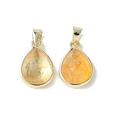 Natural Yellow Quartz Charms G-L553-47G-02-1
