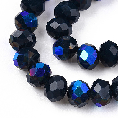 Electroplate Opaque Solid Color Glass Beads Strands EGLA-A034-P8mm-L22-1