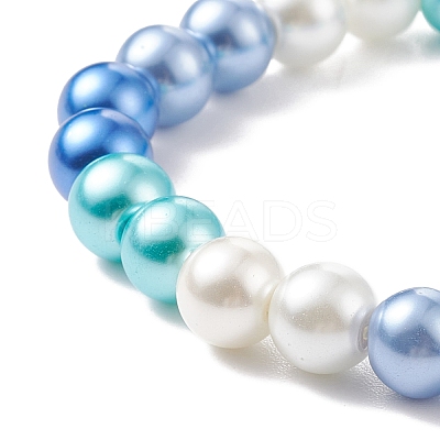 Glass Pearl Round Beaded Stretch Bracelet for Women BJEW-JB08532-1