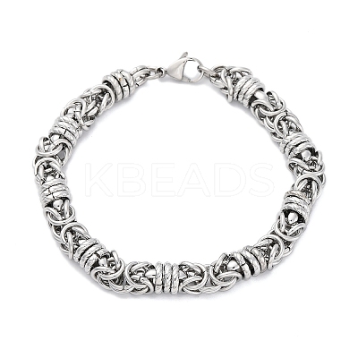 304 Stainless Steel Byzantine Chain Bracelets for Women Men BJEW-R018-14P-1