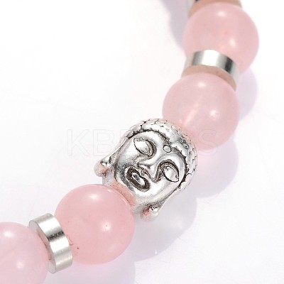 Buddha Head Gemstone Beaded Stretch Bracelets BJEW-JB01864-04-1