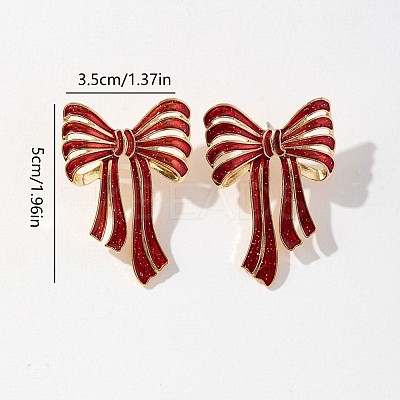 Bowknot Alloy Enamel Stud Earrings FS-WGE51B1-01-1