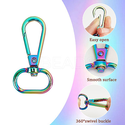 15Pcs 3 Style Rainbow Color Zinc Alloy Swivel Clasps FIND-GF0003-41-1
