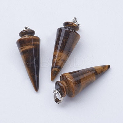 Natural Tiger Eye Pendants G-P236-04-1