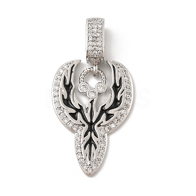 Brass Micro Pave Cubic Zirconia Pendants KK-U047-09P-1