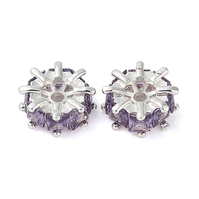 Brass Micro Pave Cubic Zirconia Spacer Beads KK-U045-16P-01-1