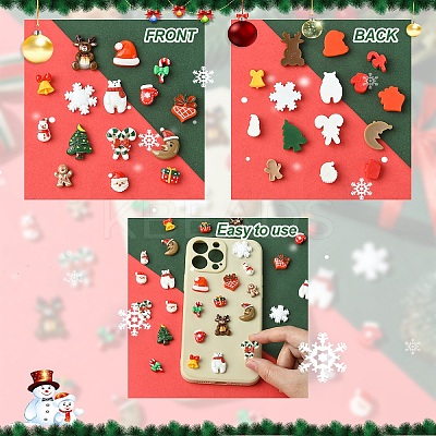 45Pcs 15 Styles Christmas Opaque Resin Cabochons RESI-YW0001-99-1