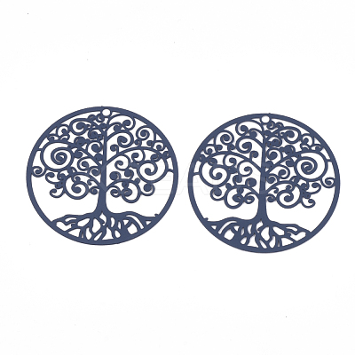 430 Stainless Steel Filigree Pendants STAS-T042-06A-1
