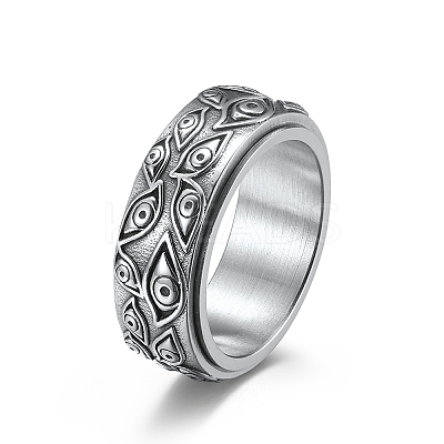 Non-Tarnish Eye Pattern 304 Stainless Steel Rotating Finger Ring PW-WG15888-05-1