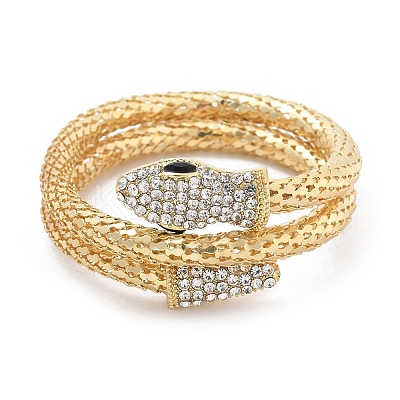 Snake Alloy Rhinestone Bangles for Women BJEW-G085-01G-02-1