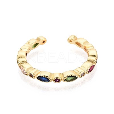 Brass Micro Pave Cubic Zirconia Cuff Rings for Women LS-KK-T071-68G-1