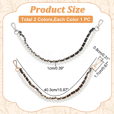 2Pcs 2 Styles Plastic Imitation Pearl Beaded Bag Handles FIND-WR0007-91-1